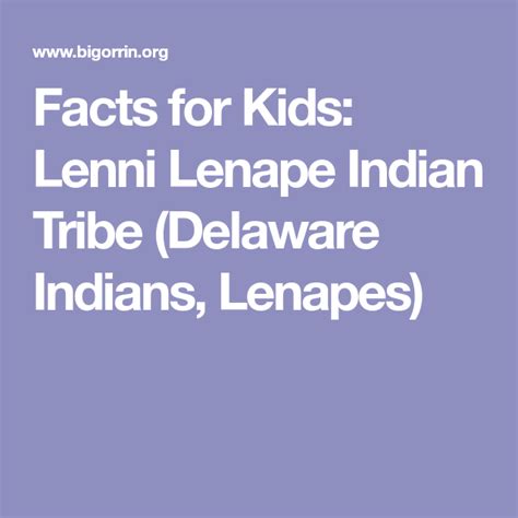 Facts For Kids Lenni Lenape Indian Tribe Delaware Indians Lenapes