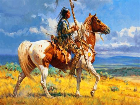 Native American Western Indian Art Artwork Painting People Warrior