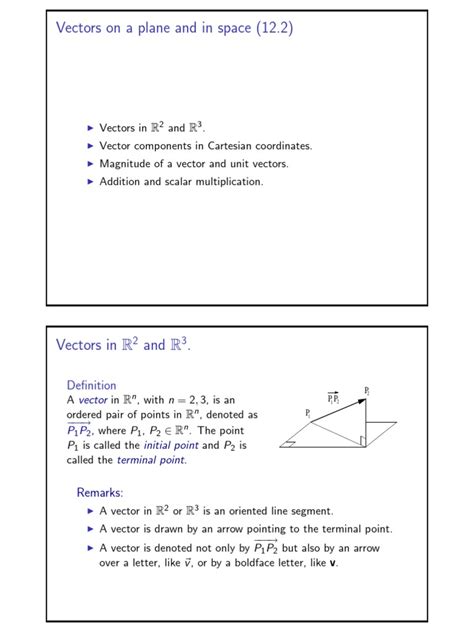 Vectors On A Plane And In Space 122 Remarks Pdf Euclidean