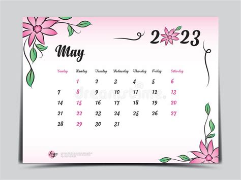 Modelo De Calendário 2023 Sobre Flores Cor De Rosa Plano De Fundo Maio