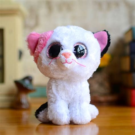 New Ty Beanie Boos Kids Plush Toys Big Eyes Soft Muffin White Cat