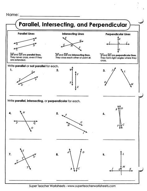 Parallel Vs Perpendicular Lines Worksheet