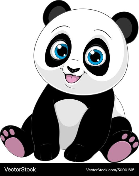 Cute Funny Little Panda Basitting Smiling On A Vector Image