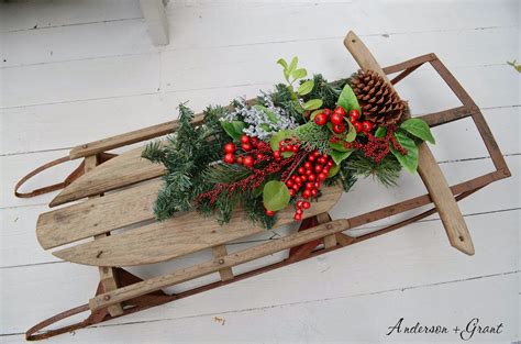 Decorating A Vintage Sled For Christmas Anderson Grant