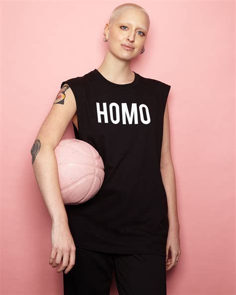 Homo Logo Style White On Black Slut Vest Sideless Tee Homolondon