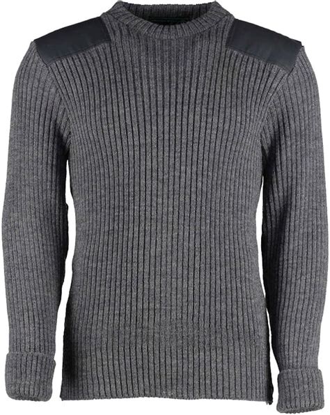 British Commando Sweater Woolly Pully Crew Neck With Epaulets And Pen