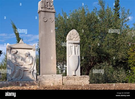 Stele In Kerameikos A Ruined Cemetery In Athens Greece Which Was One