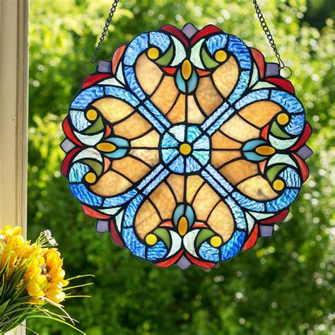 River Of Goods Multi Colored Stained Glass Halston Window Panel 19513 The Home Depot