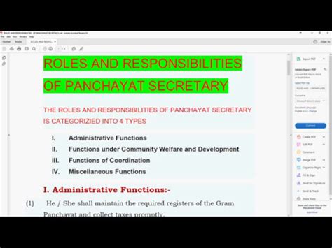 They also play an administrative role in ensuring that the business is compliant with relevant regulatory and legal requirements roles and responsibilities of panchayat secretary - YouTube