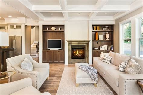 Alternatively, boxes are painted the same color with the ceiling for more. 60 Spectacular Living Rooms with a Coffered Ceiling (Photos)
