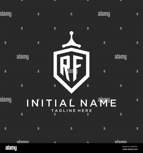 Rf Monogram Logo Initial With Shield Guard Shape Design Ideas Stock