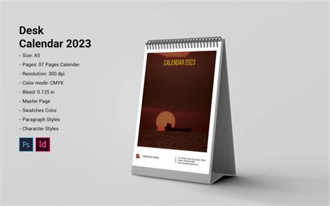 Printable Desk Calendar Template 2023 Templatemonster