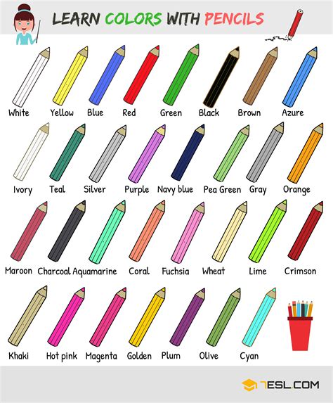 Color Names List Of Colors Colours In English With Images Esl