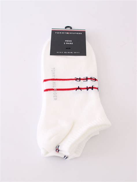 Tommy Hilfiger 2 Pack Ankle Socks White Cilento Designer Wear