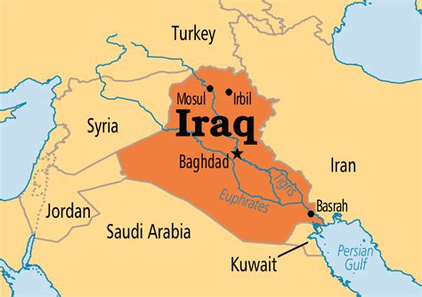 Map Of Iraq Iraq Borders Turkey To The North Iran To The East