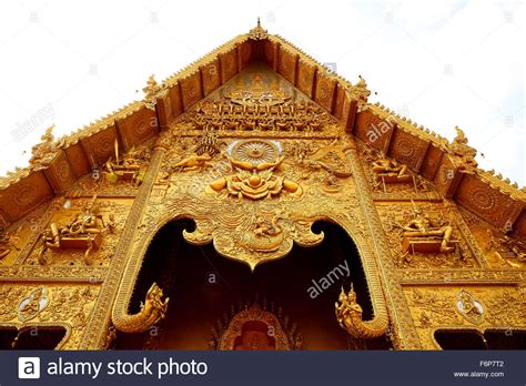 Thai Northern Style Golden Temple Wat Si Pan Ton Nan Thailand Stock