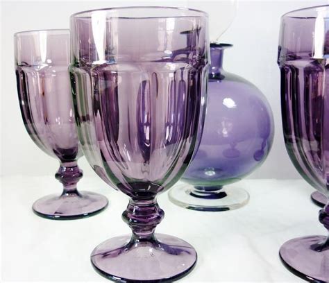 Duratuff Goblets Amethyst 16 Ounce 4 Piece Set Gibraltar Etsy Colored Glassware Vintage