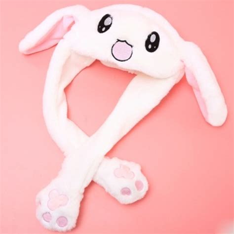 Maershei Rabbit Ear Hat Plush Toy Ears Will Move Hat Airbag Cap Toy