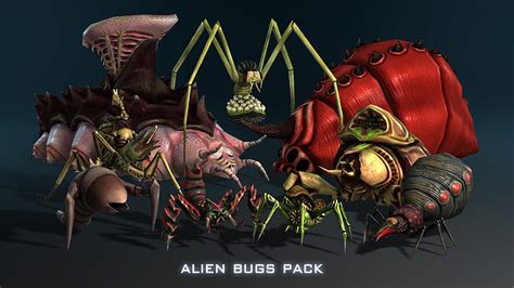 3d model alien bugs pack vr ar low poly rigged animated cgtrader
