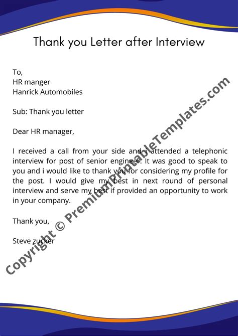 An interview is among the top investments of your time, as you do a lot of research to find out the suitable company with the suitable position available a formal thank you letter can really help you in leaving a positive impact on the interviewer. Thank You Letter after Interview | Editable | Premium Printable Templates