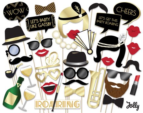 Great Gatsby Party Photo Booth Props Printable Roaring S Etsy