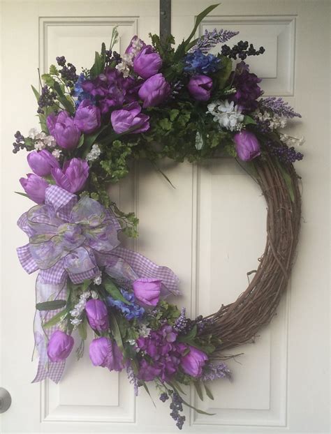 Pin by BumbleBee Wreaths on BumbleBee Wreaths | Spring wreath, Flower wreath, Purple wreath