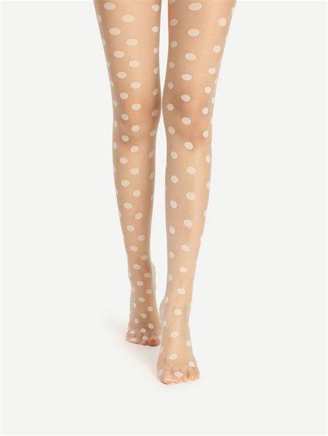 Polka Dot Print Sheer Tights SheIn Sheinside