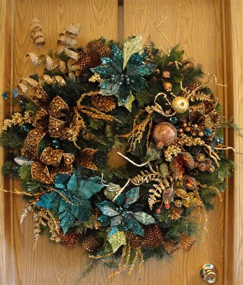 Over 20 years of experience to give you great deals on quality home products and more. Beautiful evergreen Christmas wreath, with teal poinsettias, gold, teal and burlap accent picks ...