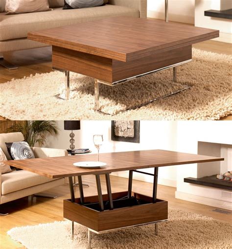 Itaar lift top coffee table dining table for living home, display with hidden storage compartment & storage space and lift tabletop, walnut. Coffee Table That Converts To Dining Table | Convertible ...