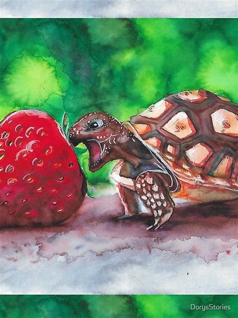 Cute Baby Tortoise Turtle Eating Strawberry Scarf For Sale By