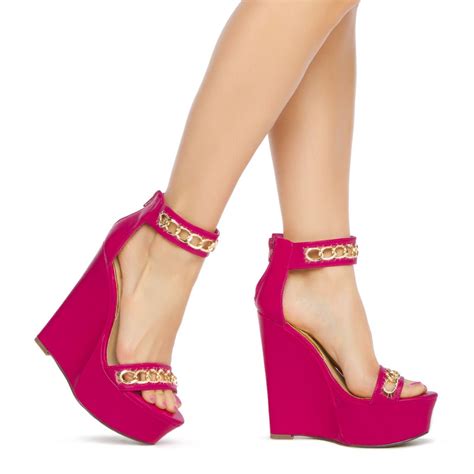 Hot Pink Wedges Sandals Heels Heels Wedge Heel Sandals