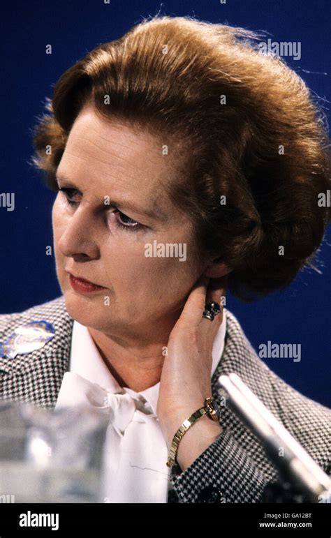 Conservative Party Leader Margaret Thatcher At An Election Press