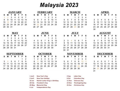Malaysia 2023 Holidays Calendar | Your Printable Calendar