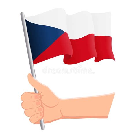 Mano Que Sostiene Y Que Agita La Bandera Nacional De La Repblica Checa