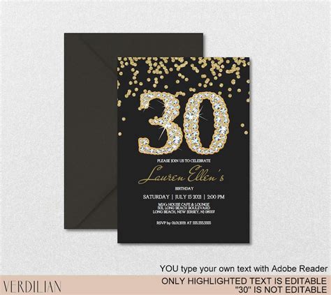 Diy 30th Birthday Invitation Printable Template Editable Etsy