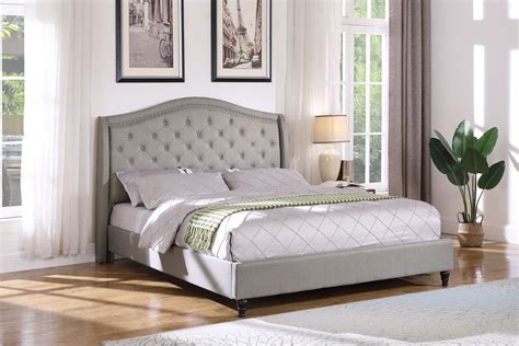 Best Master Furniture Queen Tufted Upholstered Panelplatform Bed Grey