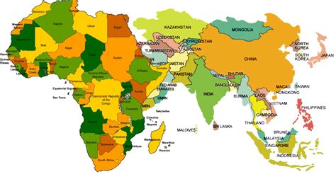 Map Of Africa And Asia With Countries