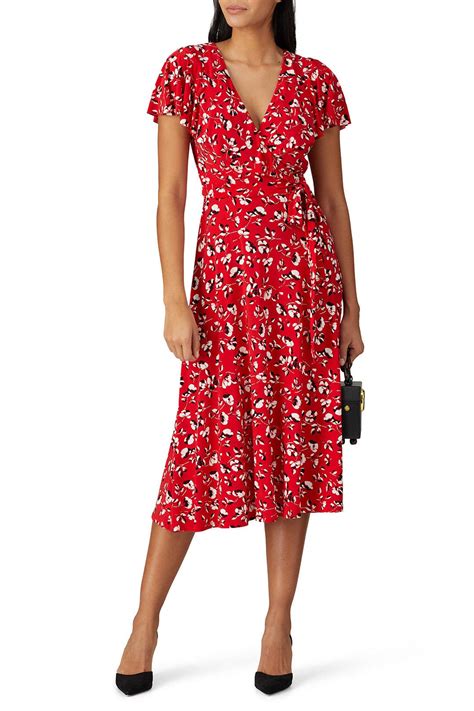 Red Floral Ruffle Dress By Lauren Ralph Lauren Rent The Runway
