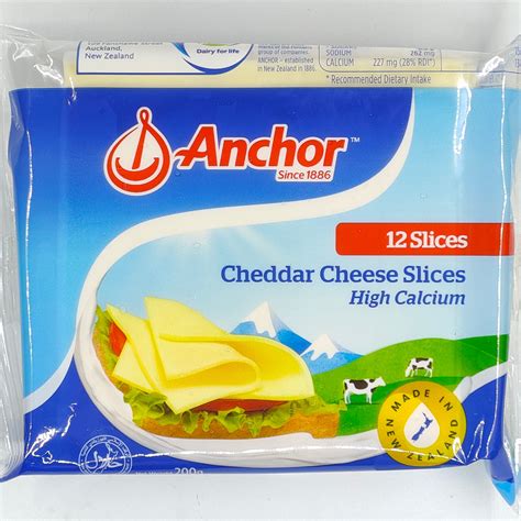 Anchor Cheddar Cheese Slices 12 Slices 200g Bak Lai Fish Ball Food