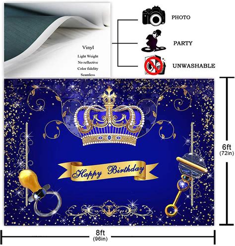Buy Avezano Royal Blue Birthday Party Backdrop For Boys Prince Gold