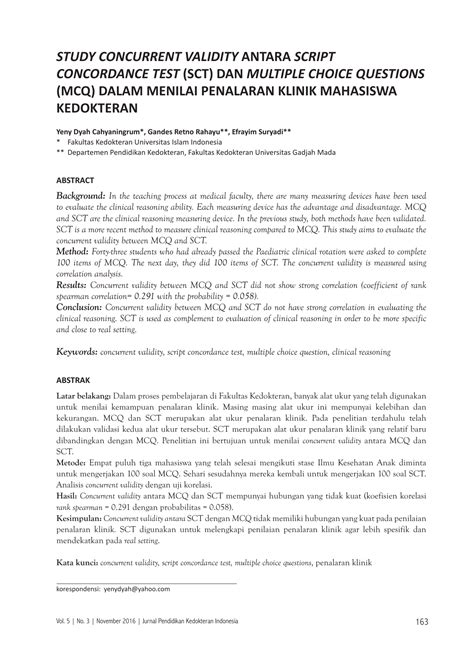 We did not find results for: Study Concurrent Validity Antara Script Concordance Test