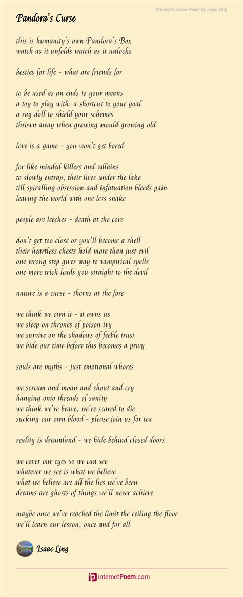 Pandoras Curse Poem By Isaac Ling