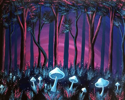 Mushroom Forest Painting Art Projects Canvas Painting Landscape
