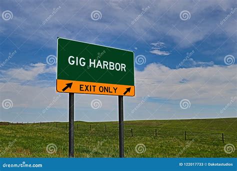 Us Highway Exit Sign For Gig Harbor Stock Image Image Of Navigation