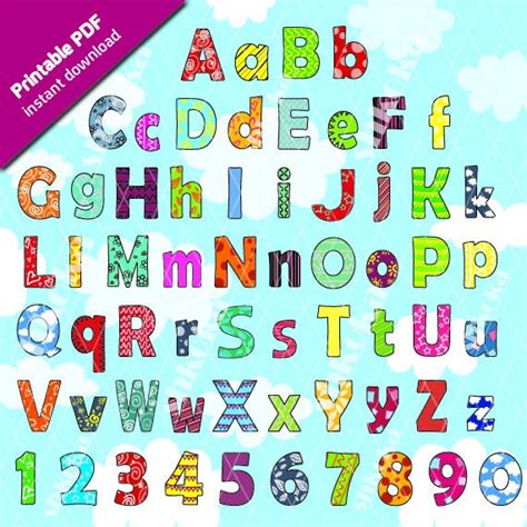 Colorful Printable Alphabet Letters And Digits 2 Size Pdf Etsy