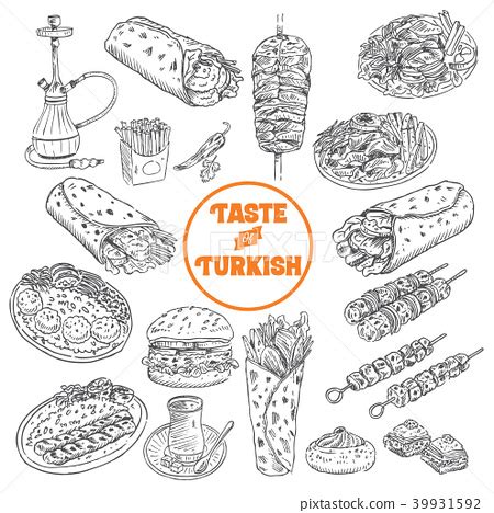 Hand drawn Turkish food Vector Illustration 스톡일러스트 39931592 PIXTA