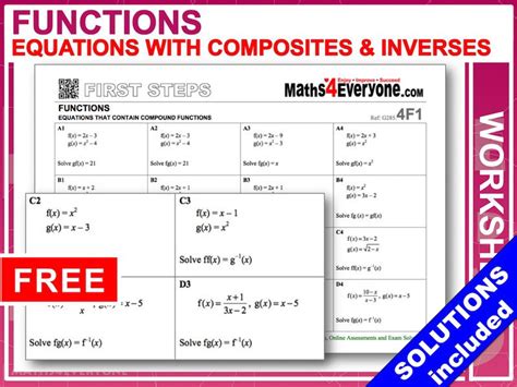 Equations With Composite Functions Worksheet With Full Solutions