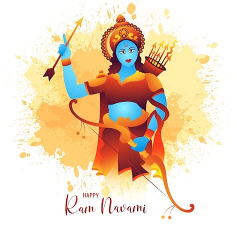 Free Vector Lord Rama Shree Ram Navami Festival Wishes Card