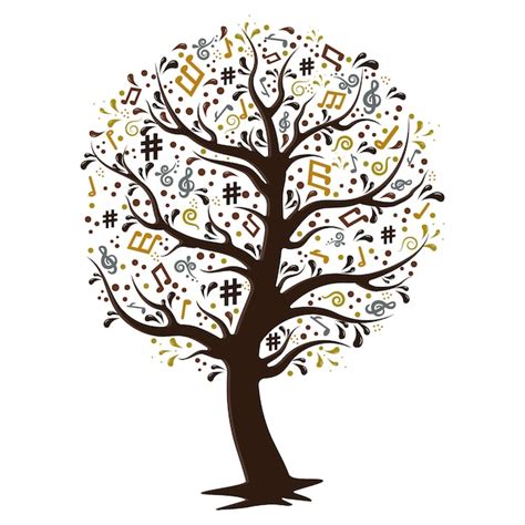 Premium Vector A Tree Made Of Musical Notes Isolated On A White