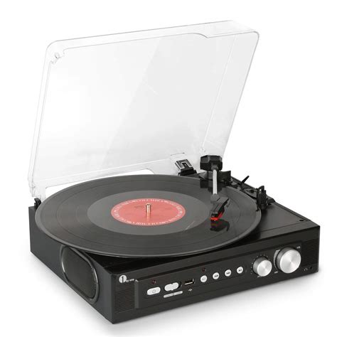 1byone Belt Drive 3 Speed Mini Stereo Turntable With Built In Speakers
